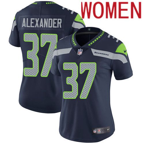 Women Seattle Seahawks #37 Shaun Alexander Nike Navy Vapor Limited NFL Jersey->women nfl jersey->Women Jersey